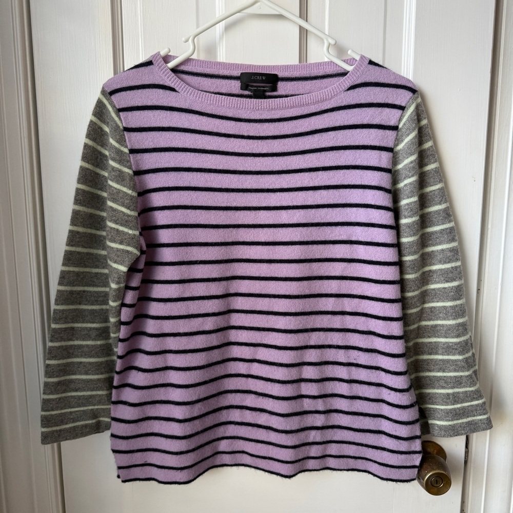 J. Crew Italian Cashmere Striped Sweater | Med